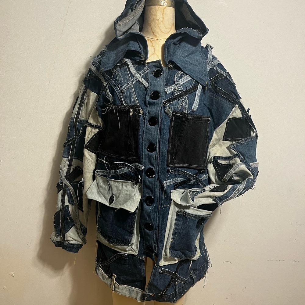 Unique  freestyle design oversized denim jacket